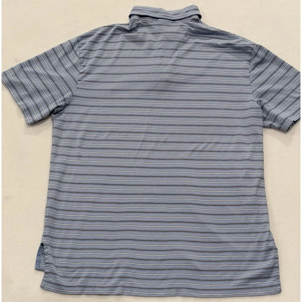 Polo Ralph Lauren Slim Fit Polo Shirt Mens M Light Blue Stripe Short Sleeve